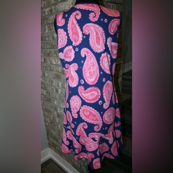 NWT Pink and Navy Blue Paisley Dress by Ana Clare - Picture 3 of 3
